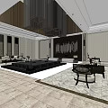 Elegant Modern Storefront Reception With Spacious Area Sofa Coffee Table And Decorative Painting 3d model