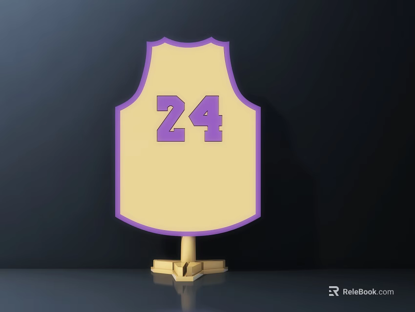 Decorative Ornament Set With Yellow Jersey Purple Number 24 And Golden Base On Black Background 3d model 