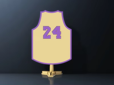 Decorative Ornament Set With Yellow Jersey Purple Number 24 And Golden Base On Black Background 3d model