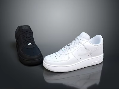 Black And White Classic Casual Lace Up Low Top Sneakers Shoes Design 3d model
