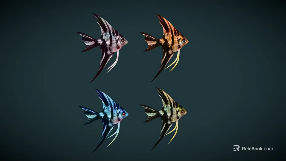 Colorful 3D Animated Fish Characters with Different Vibrant Colors for Game and Movie Design 3d model 
