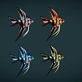 Colorful 3D Animated Fish Characters with Different Vibrant Colors for Game and Movie Design
