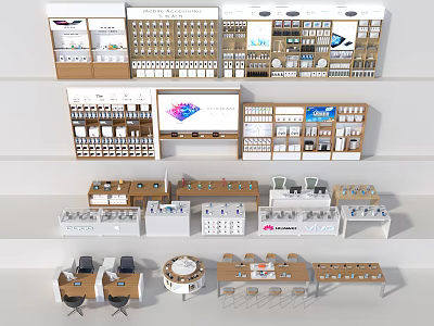 Modern Retail Store Interior With Various Display Shelves And Product Stands 3d model
