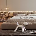 Modern Bedroom Interior Design With Comfortable Bed Stylish Armchair And Soft Area Rug
