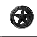 Modern Car Tire with Silver Spoke Wheel Rim Black Tread and Stylish Design