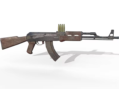 Vintage Rifle With Wooden Stock Metal Barrel And Magazine Design 3d model