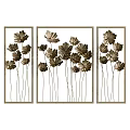 Three Panel Metallic Flower Wall Decor With Beige Frames And Elegant Design 3d model