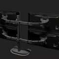 Professional Electronic Monitor Setup On Dual Stand With Multiple Screens Displaying Data Charts