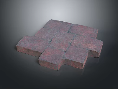 Red Brick Interlocking Paving Blocks With Textured Surface For Outdoor Landscaping And Floor Construction 3d model