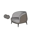 Modern Accent Chair with Gray Fabric Upholstery Curved Backrest and Black Metal Legs