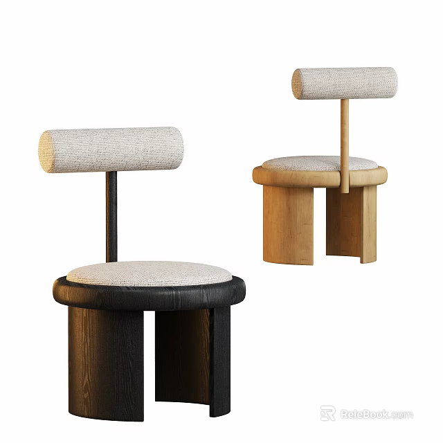 Modern Minimalist Dining Chairs With Upholstered Seat And Wooden Frame Design 3d model 