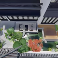 Serene Courtyard Garden Design With Green Plants Pond And Wooden Deck Seating Area