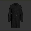 Gray Long Coat with Double Breasted Closure and Stand Collar in Simple Modern Design