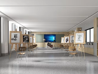 School Art Classroom Sketch Room Studio Painting Tools School Studio 3d model
