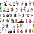 Various Decorative Windmill Architectural Components With Diverse Designs And Styles 3d model