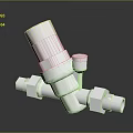 White Plastic Multi port Pipe Fitting With Smooth Surface And Connection Ports On Dark Background 3d model