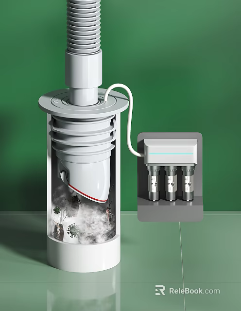 White Pipe Filtration System With Transparent Casing And Connected Filter Components 3d model