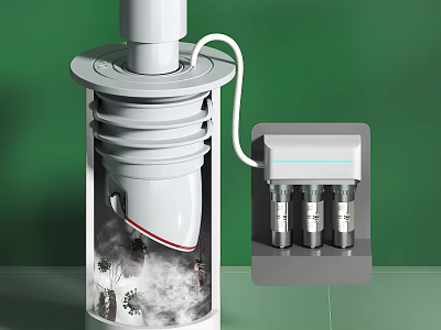 White Pipe Filtration System With Transparent Casing And Connected Filter Components 3d model