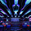 Modern KTV Interior Design With Neon Lights And Comfortable Sofa Seats Setup 3d model
