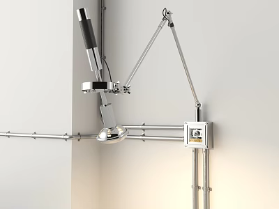 Sleek Modern Metal Wall Lamp with Flexible Adjustable Arm for Indoor Lighting 3d model