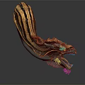 Mythical Dragon Creature Character With Striped Skin Open Mouth And Detailed Horns 3D Artwork