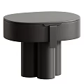 Minimalist Modern Bedside Table With White Circular Top And Black Cylindrical Base 3d model