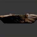 Detailed Handcrafted Vintage Wooden Boat With Brown Seats Lighted On Dark Background
