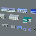 Various Building Models Featuring Different Designs And Colorful Roofs 3d model