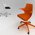 Modern Office Chairs with Orange and White Design and Rolling Wheels 3d model