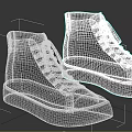High Top Blue Canvas Shoes With Star Logo On Side White Sole