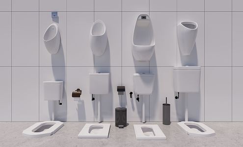 Modern Urinal Toilet Squat Toilet Smart Toilet Tissue Box Urinal 3d model