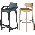 Stylish Modern Bar Stools With Diverse Frame Materials Colors And Backrest Styles 3d model