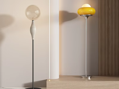 Modern Floor Lamps With Transparent Globe And Yellow Shade For Home Decor 3d model