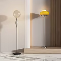 Modern Floor Lamps With Transparent Globe And Yellow Shade For Home Decor