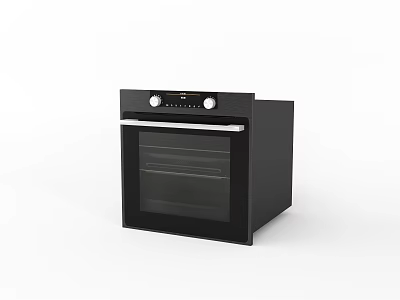 Modern Black Kitchen Oven With Glass Door And Control Knobs For Home Use 3d model