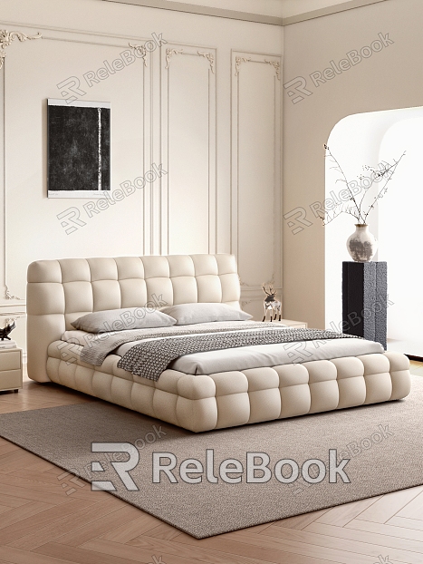 Italian-Quiet Double Bed Cotton Candy Bed Floor Bed model