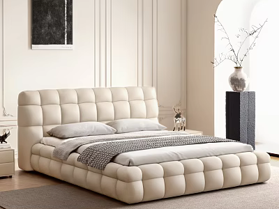 Italian-Quiet Double Bed Cotton Candy Bed Floor Bed 3d model