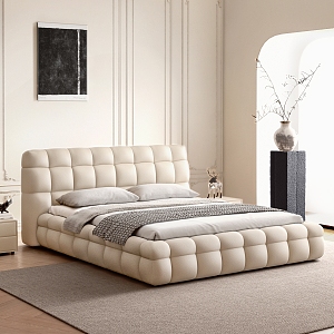 Italian-Quiet Double Bed Cotton Candy Bed Floor Bed 3d model