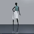 Fashion Model Standing By Modern Hinged Door In Studio Setting 3d model