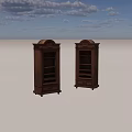 Traditional Wooden Display Cabinets With Carved Details And Multiple Shelves