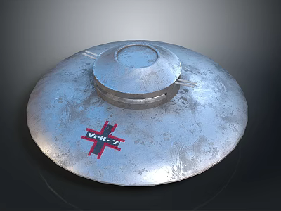 Metallic Circular Object With Worn Surface Central Lid Red Cross Logo And VINZ Text 3d model
