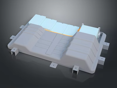3D Rendered Industrial Component With Gray Base White Modules Orange Strip And Mounting Brackets 3d model