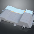 3D Rendered Industrial Component With Gray Base White Modules Orange Strip And Mounting Brackets