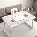 Functional Foldable White Desk with Laptop Mobile Phone Magazine and Desk Lamp