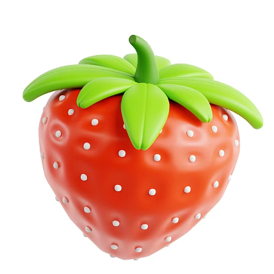 Red Strawberry With White Dots And Green Leaves On Top 3d model Red Strawberry With White Dots And Green Leaves On Top 3d model