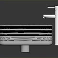 Modern Bathroom Sink In White With Black Stripes And Chrome Faucet On Dark Surface