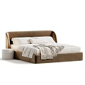 Modern Double Bed With Multiple Color Options Soft Pillows Cozy Blanket and Round Nightstand