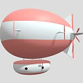 Pink And White Striped Airship With Propeller Gondola And Tail Fin Design