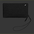Black Leather Clutch Bag with Zipper Closure and Wrist Strap Sleek Design 3d model