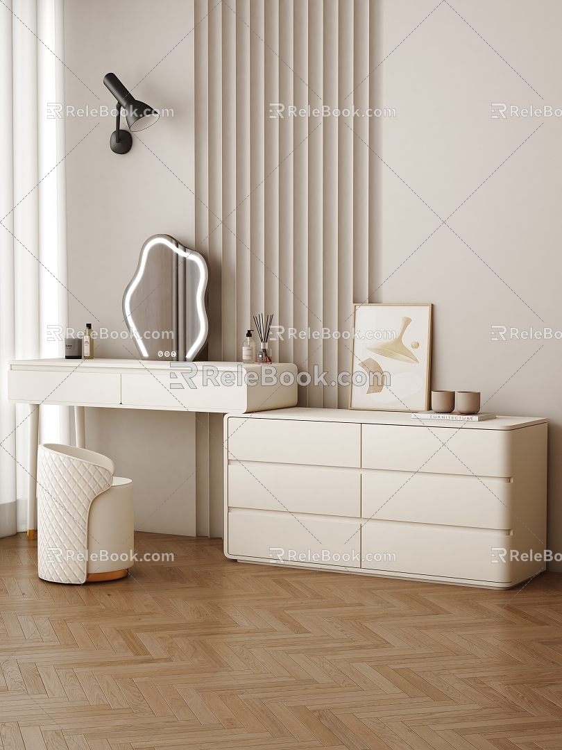 Cream wind bedroom dresser combination model